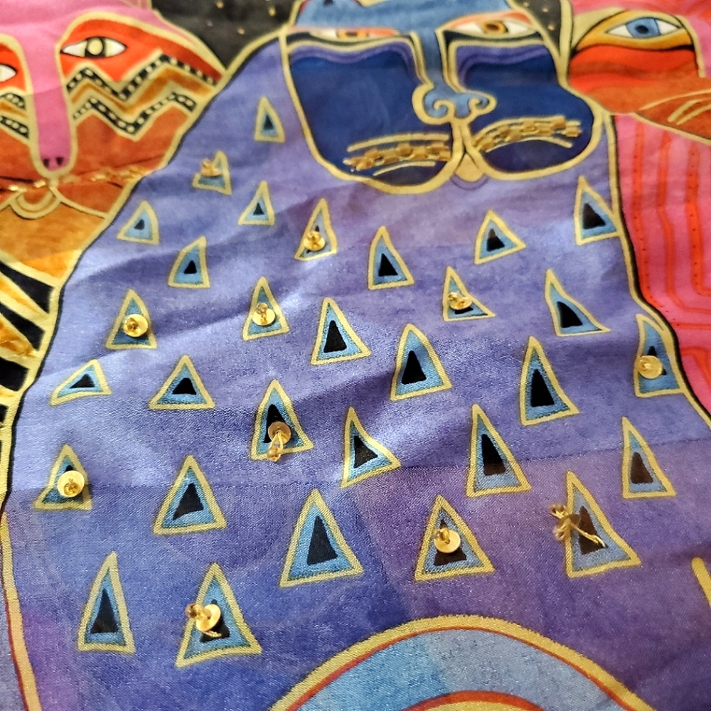Laurel Burch - Feline Family Portrait - Silk Scarf - Picture 7 of 7